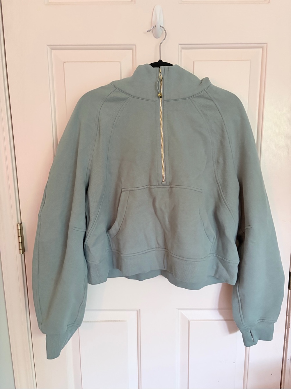Women’s Lululemon Cropped Half-Zip Pullover Sweater in Sage Green